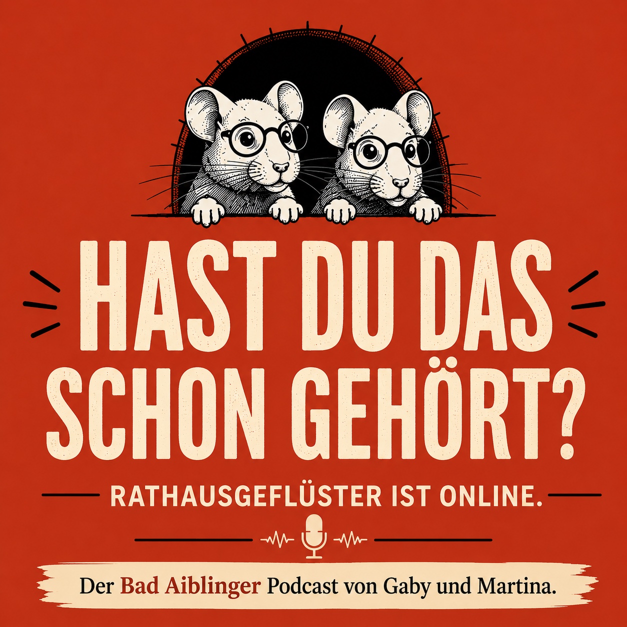 Rathausgeflüster Podcast-Cover mit den beiden Mäusen